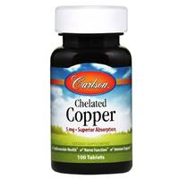 Витамины и минералы Carlson Labs Chelated Copper, 100 таблеток