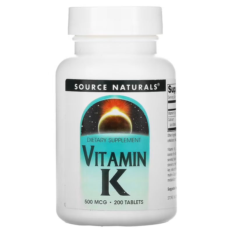 Витамины и минералы Source Naturals Vitamin K 500 mcg, 200 таблеток