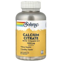 Витамины и минералы Solaray Calcium Citrate with Vitamin D3, 180 капсул
