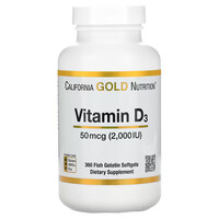 Витамины и минералы California Gold Nutrition Vitamin D3 50 mcg, 360 рыбных капсул