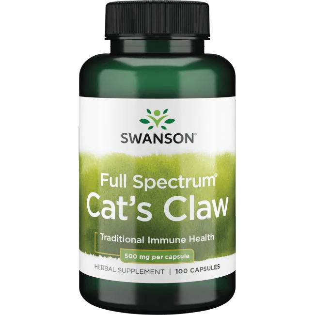 Натуральная добавка Swanson Cat's Claw 500 mg Full Spectrum, 100 капсул