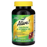 Витамины и минералы Nature's Way Alive! Calcium + Vitamin D3 Gummy, 60 желеек