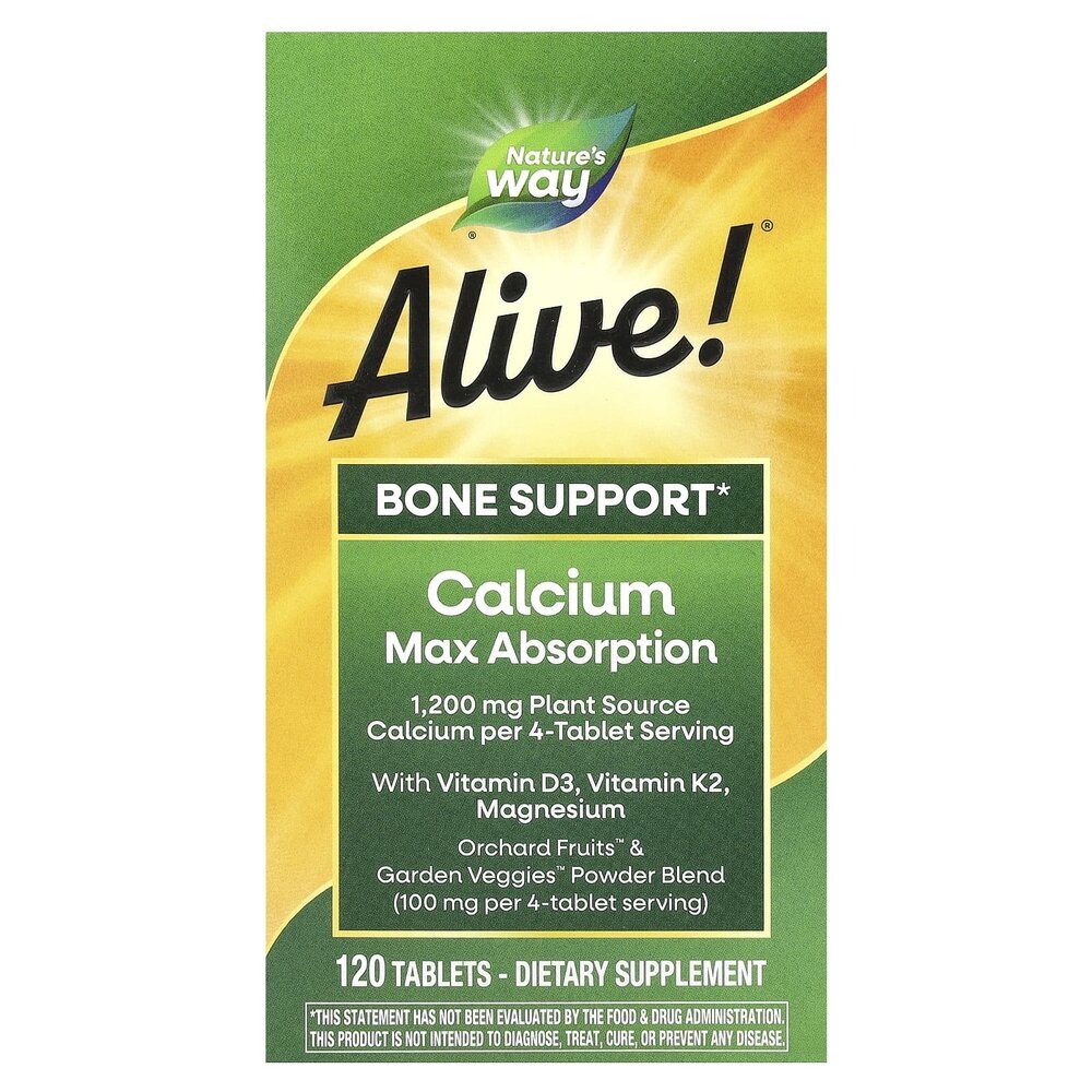 Вітаміни та мінерали Nature's Way Alive! Calcium Bone Support, 120 таблеток
