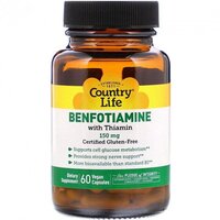 Витамины и минералы Country Life Benfotiamine with Thiamine, 60 вегакапсул