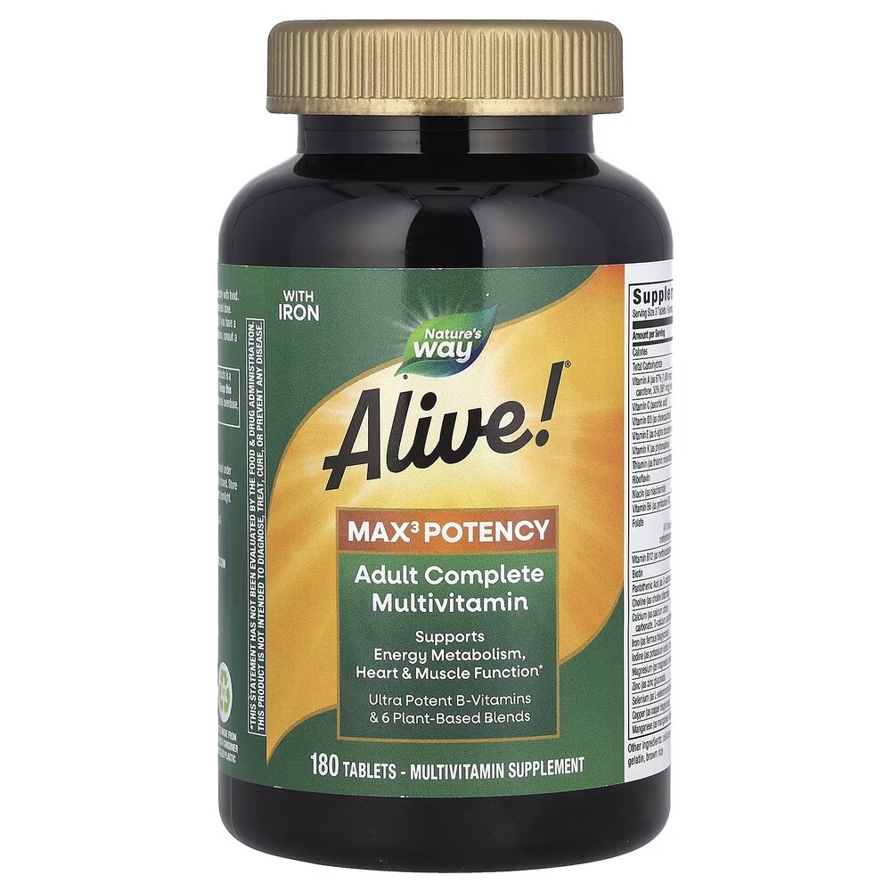 Витамины и минералы Nature's Way Alive! Max3 Potency Multivitamin, 180 таблеток