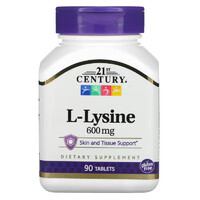 Аминокислота 21st Century L-Lysine HCL 600 mg, 90 таблеток