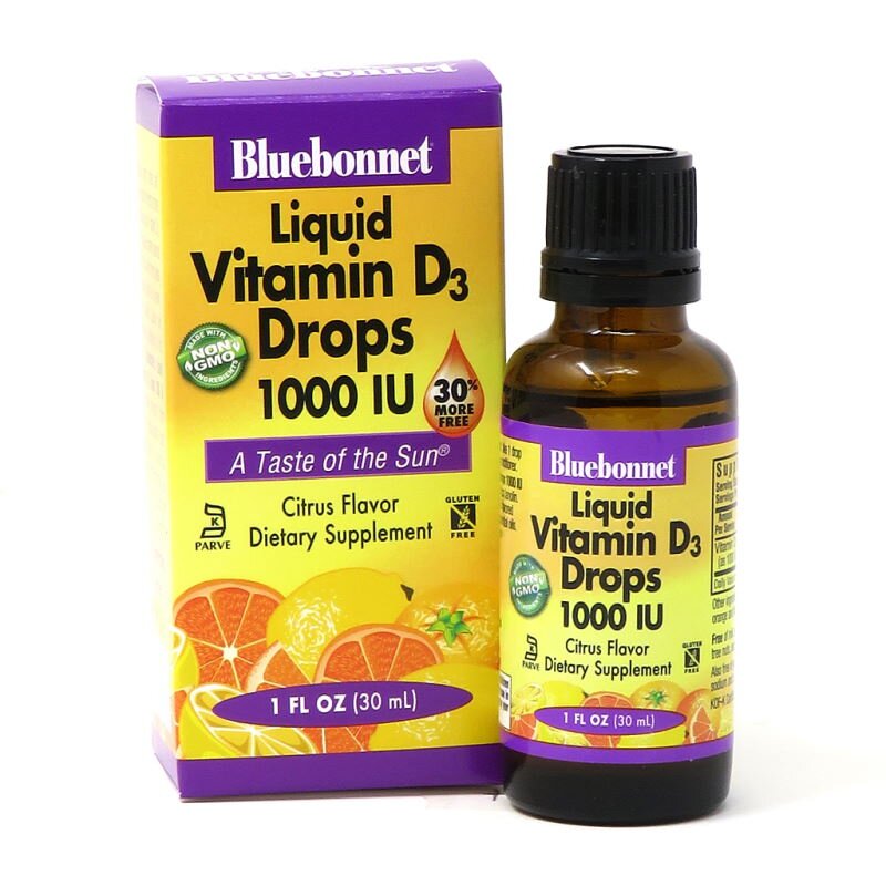 Витамины и минералы Bluebonnet Liquid Vitamin D3, 1000 IU 30 мл - апельсин СРОК 02.25