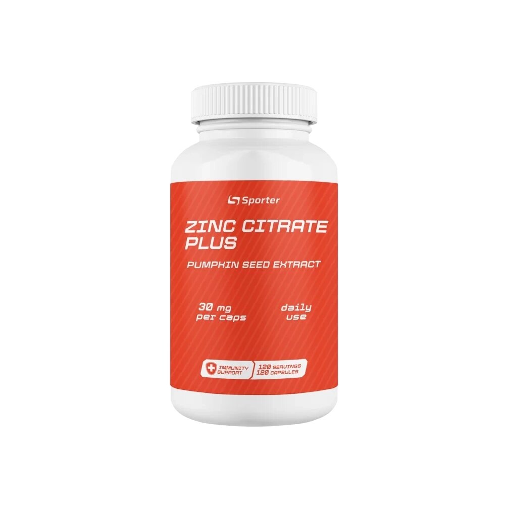 Вітаміни та мінерали Sporter Zinc Citrate Plus 30 mg, 120 капсул