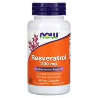 Натуральная добавка NOW Resveratrol 200 mg, 60 вегакапсул