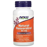 Натуральная добавка NOW Resveratrol 50 mg, 60 вегакапсул