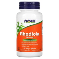 Натуральная добавка NOW Rhodiola 500 mg, 60 вегакапсул