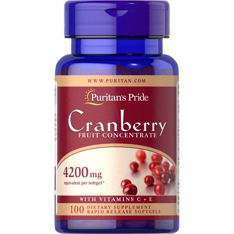 Натуральная добавка Puritan's Pride Cranberry Fruit Concentrate with C &amp; E, 100 капсул СРОК 01.22