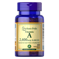 Витамины и минералы Puritan's Pride Vitamin A 8000 IU (2400 mcg), 100 капсул