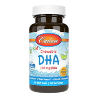 Жирні кислоти Carlson Labs Kid's Chewable DHA, 60 капсул - апельсин