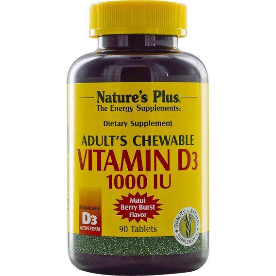 Витамины и минералы Natures Plus Adults Chewable Vitamin D3, 90 жевательных таблеток