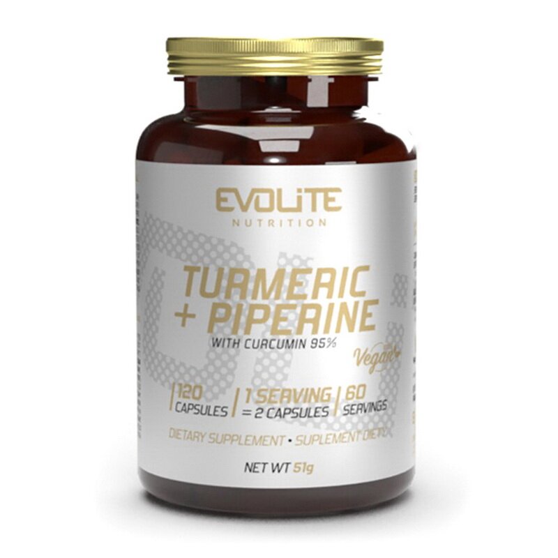 Натуральна добавка Evolite Nutrition Turmeric + Piperine, 120 вегакапсул