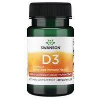 Витамины и минералы Swanson Vitamin D3 1000 IU High Potency, 30 капсул