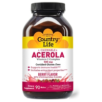 Натуральная добавка Country Life Acerola 500 mg, 90 жевательных таблеток