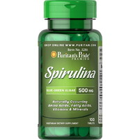 Натуральная добавка Puritan's Pride Spirulina 500 mg, 100 таблеток