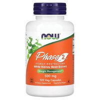 Натуральная добавка NOW Phase 2 White Kidney Bean Extract 500 mg, 120 вегакапсул