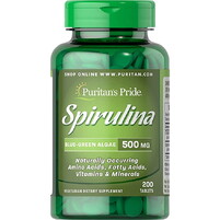 Натуральная добавка Puritan's Pride Spirulina 500 mg, 200 таблеток