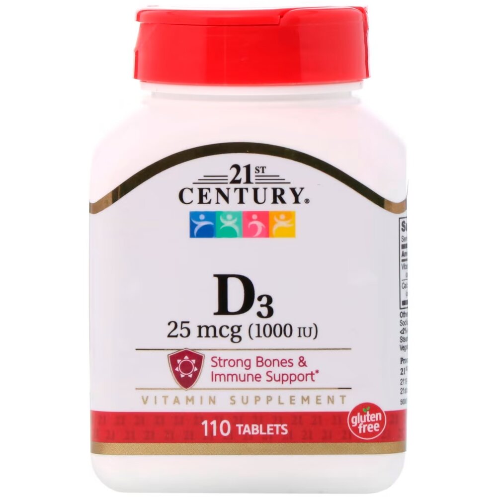 Вітаміни та мінерали 21st Century Vitamin D3 25 mcg, 110 таблеток