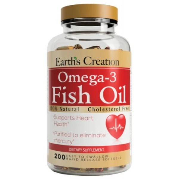 Жирные кислоты Earth‘s Creation Omega-3 1000 mg (Cholesterol Free), 200 капсул