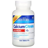 Витамины и минералы 21st Century Calcium Citrate +D3 Maximum, 120 таблеток