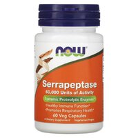 Пробиотики и пребиотики NOW Serrapeptase, 60 вегакапсул