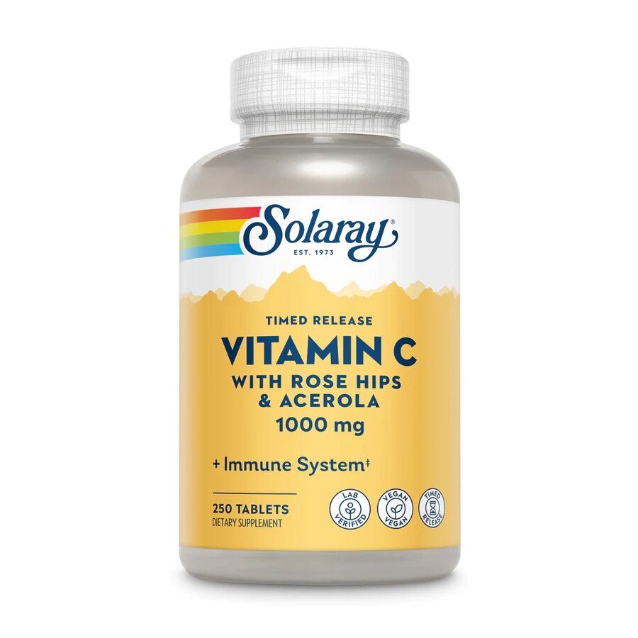 Вітаміни та мінерали Solaray Vitamin C with Rose Hip &amp; Acerola 1000 mg Tamed Release, 250 таблеток