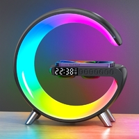Ночник лампа настольная смарт RGB Happy Light Smart Light Sound Machine с беспроводной зарядкой 15W и Bluetooth колонкой 3W, ЧЕРНЫЙ
