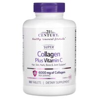 Препарат для суставов и связок 21st Century Super Collagen Plus Vitamin C 6000 mg, 180 таблеток