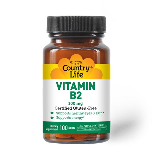 Витамины и минералы Country Life Vitamin B2 100 mg, 100 таблеток