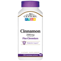 Натуральная добавка 21st Century Cinnamon Plus Chromium 2000 mg, 120 вегакапсул