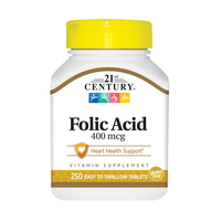 Витамины и минералы 21st Century Folic Acid 400 mcg, 250 таблеток