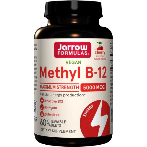 Витамины и минералы Jarrow Formulas Vegan  Methyl B-12 5000 mcg, 60 жевательных таблеток