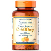 Витамины и минералы Puritan's Pride Vitamin C-500 mg with Bioflavonoids and Rose Hips Time Release, 250 каплет