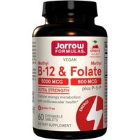 Витамины и минералы Jarrow Formulas Methyl B-12 &amp; Methyl Folate 5000 mcg/800 mcg, 60 жевательных таблеток
