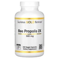 Натуральная добавка California Gold Nutrition Bee Propolis 2X 500 mg, 240 капсул