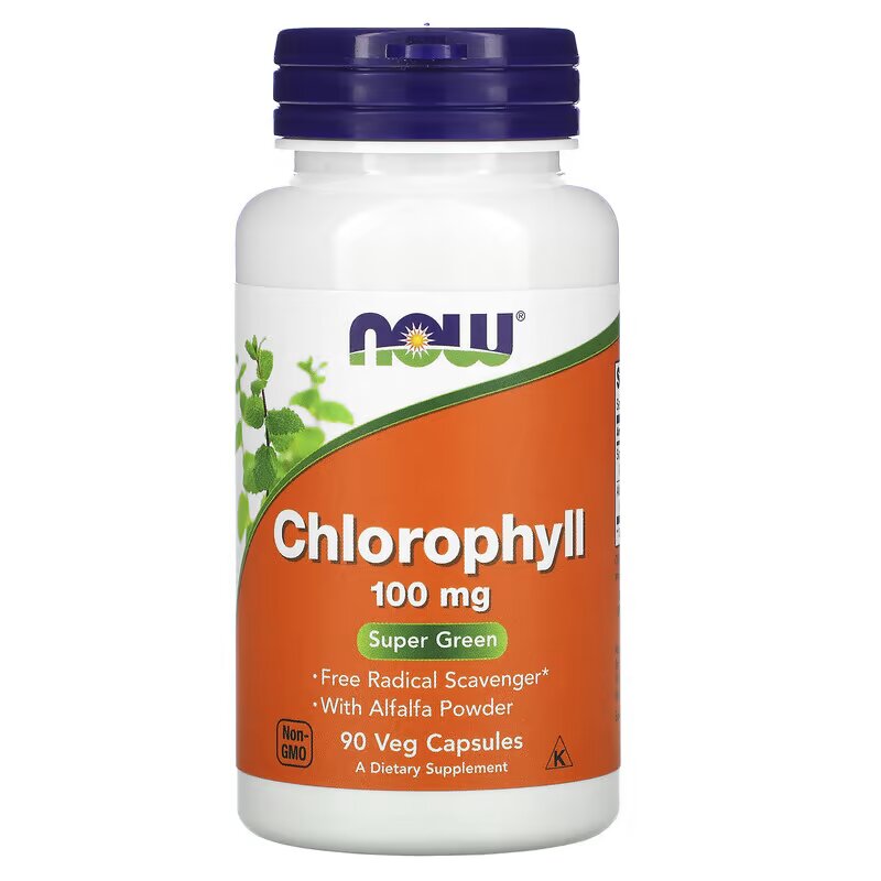 Натуральна добавка NOW Chlorophyll 100 mg, 90 вегакапсул