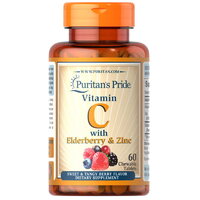 Витамины и минералы Puritan's Pride Vitamin C with Elderberry &amp; Zinc, 60 жевательных таблеток