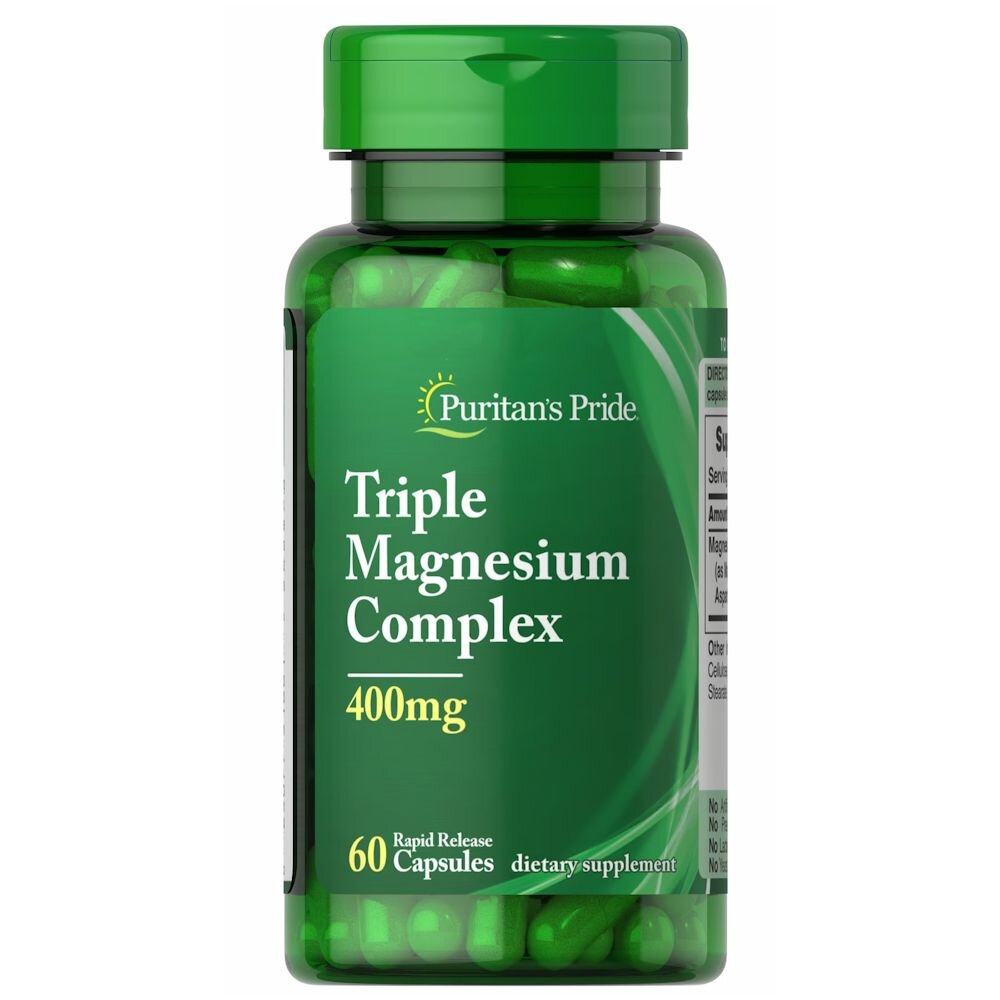Витамины и минералы Puritan's Pride Triple Magnesium Complex 400 mg, 60 капсул