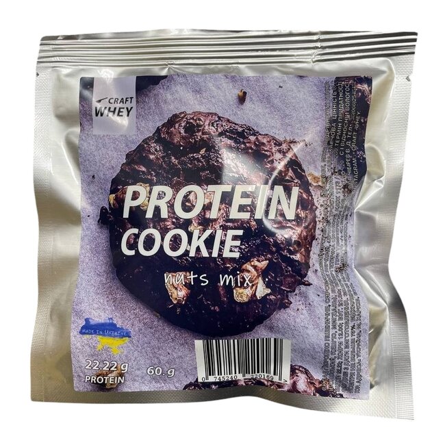 Батончик Craft Whey Protein Cookie, 60 грамм, Nuts Mix