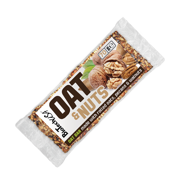 Батончик BioTech Oat and Nuts, 70 грам - пекан-грецький горіх