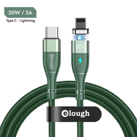 Кабель магнитный с быстрой зарядкой Elough 14 Contact 3 A, Type C - Lightining, 2 м, Green - плоский коннектор