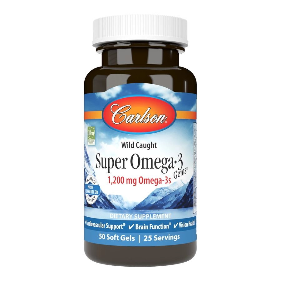 Жирные кислоты Carlson Labs Wild Caught Super Omega-3 Gems 1200 mg, 50 капсул
