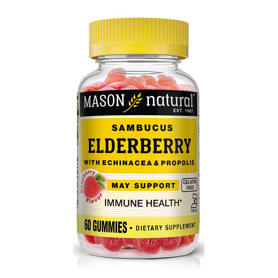 Натуральна добавка Mason Natural Elderberry With Echinacea &amp; Propolis, 60 жувальних таблеток
