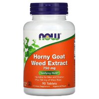 Натуральная добавка NOW Horny Goat Weed 750 mg, 90 таблеток