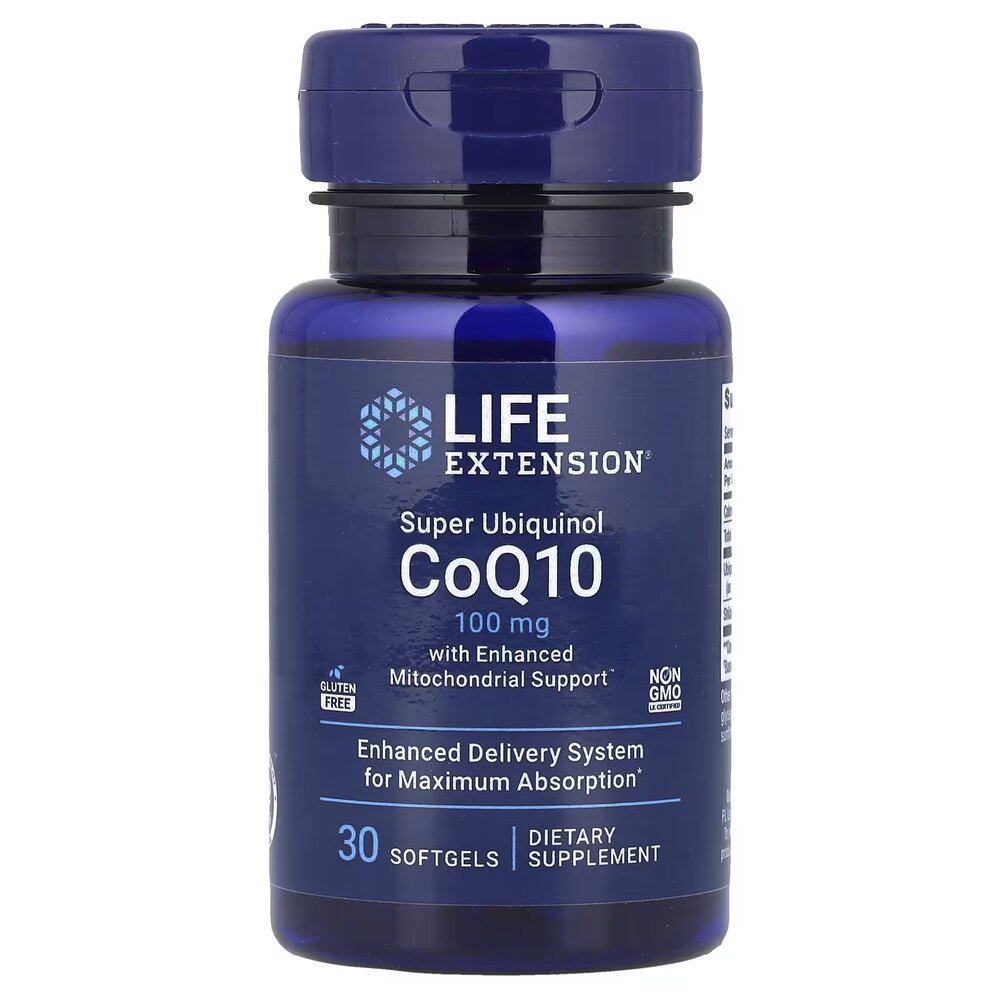 Натуральная добавка Life Extension Super Ubiquinol CoQ10 100 mg with Enhanced Mitochondrial Support, 30 капсул