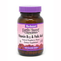 Витамины и минералы Bluebonnet Earth Sweet Chewables Vitamin В12 and Folic Acid, 180 жевательных таблеток